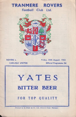 Tranmere Rovers v Carlisle United Match Programme 1963-08-30